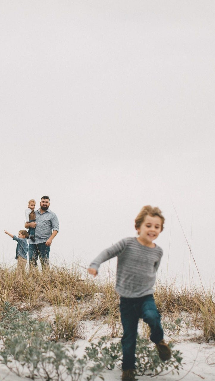 kids running on beach