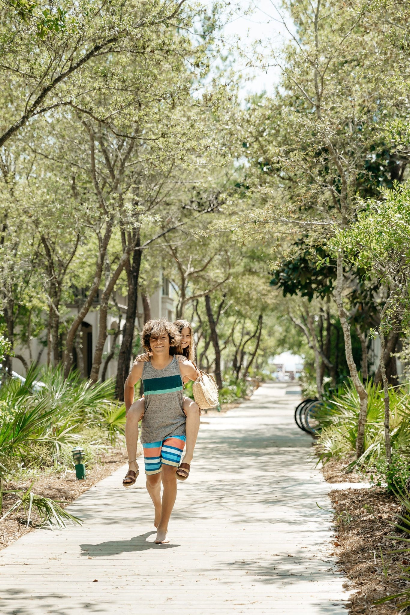 kids on rosemary boardwalk